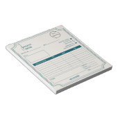 Bloc-note Boutique essence bleu avec logo facture d'entrepri (Incliné)