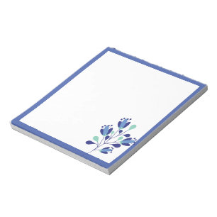 Bloc-note boutique fleurie bleu