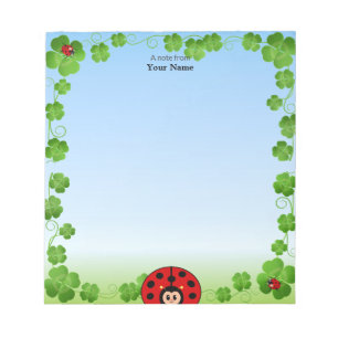 Bloc-note Bouton mignon Ladybug sur bleu clair