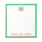 Bloc-note Bow à rayures rouge et vert de vacances Personnali (Devant)