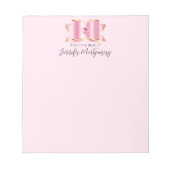 Bloc-note Bow en verre rose avec pierre centrale (Devant)