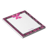 Bloc-note Bow rose avec des rayures de zèbre noir (Incliné)