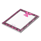 Bloc-note Bow rose avec des rayures de zèbre noir (Tourné)