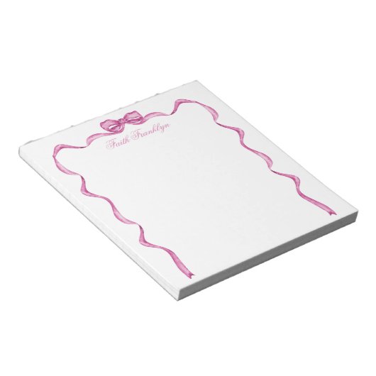 Bloc-note Bow rose et ruban personnalisés (Incliné)