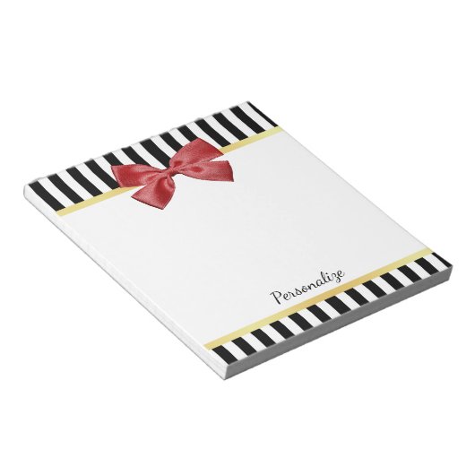 Bloc-note Bow rouge classique Grandes noires et blanches ave (Incliné)