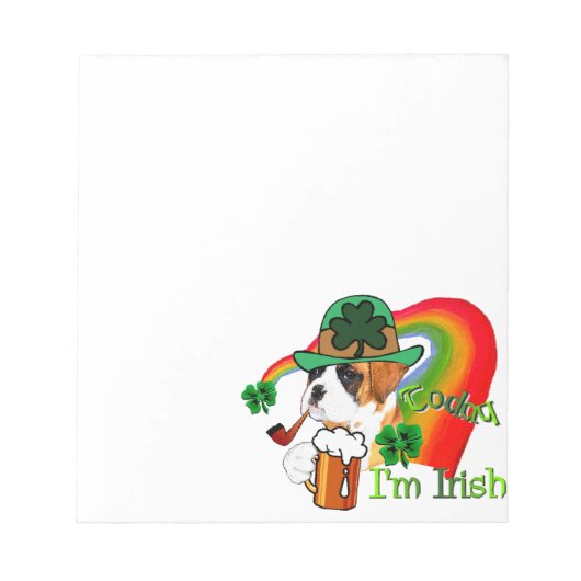 Bloc-note Boxer Chien St Patrick's Day (Devant)