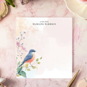 Bloc-note Branche charmante de merlebleu Nom personnalisé