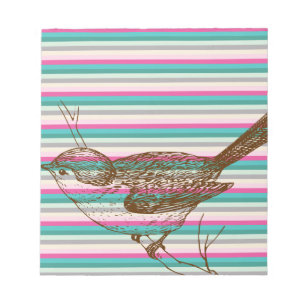 Bloc-note branche d'oiseau animaux nature motif coloré art