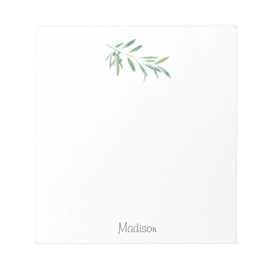 Bloc-note Branche d'olive aquarelle (Devant)