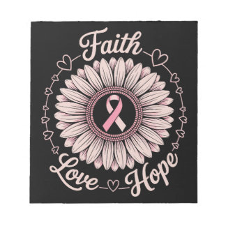 Bloc-note breast cancer awareness month faith hope cure