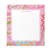 Bloc-note Bright Paisley Pink Personalized Notepad (Devant)