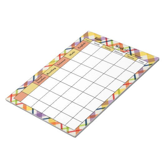 Bloc-note Bright School Plaid Homework Assignment (Incliné)