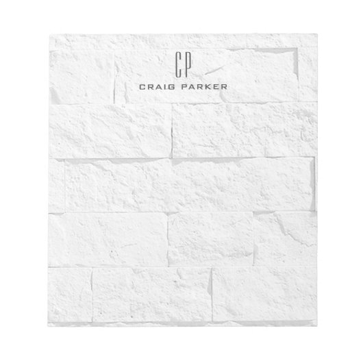 Bloc-note Briques de mur Modern Monogram Professionnel Uni (Devant)