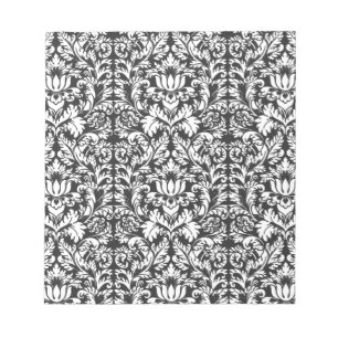 Bloc-note Brocard de dentelle en damas noir et blanc vintage