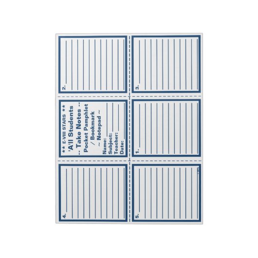 Bloc-note Brochures de poche "Prenez des notes" pour l'élève (Tourné)