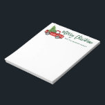 Bloc-note Brosse verte Script Camion Vintage Arbre de Noël<br><div class="desc">Écran couleur verte Vintage Camion rouge avec arbre de Noël - Joyeux Noël Pad</div>