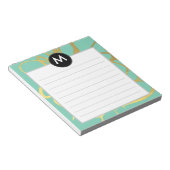 Bloc-note Brosses d'or et de menthe Monogramme initial (Incliné)