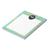 Bloc-note Brosses d'or et de menthe Monogramme initial (Tourné)