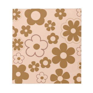 Bloc-note Brown Automne Retro Y2K Hippie Flower Motif