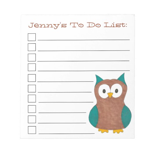 Bloc-note Brown Oiseau De Chouette Bleue Personnalisé (Devant)