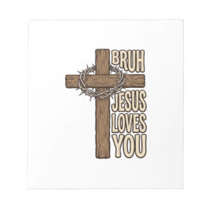 Bloc-note Bruh Jésus T'aime Croix Vintage Chrétien Vecto