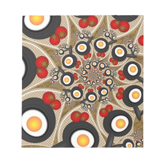 Bloc-note Brunch Fractal Art Drôle Nourriture, Tomates, Oeuf (Devant)