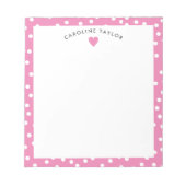 Bloc-note Bubblegum Pink Coeur & Dots mignon fille (Devant)