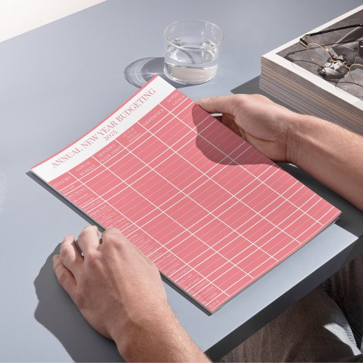 Bloc-note Budget annuel rose du Nouvel An