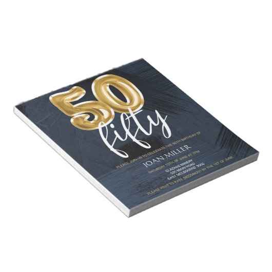 Bloc-note BUDGET Bleu, Ballons d'or Invitation 50e anniversa (Incliné)
