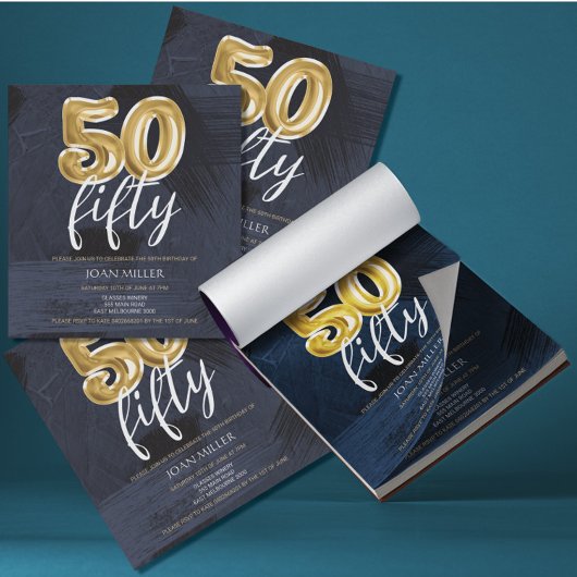 Bloc-note BUDGET Bleu, Ballons d'or Invitation 50e anniversa