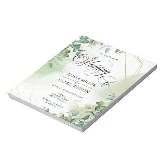 Bloc-note BUDGET Eucalyptus Faire-part de mariage Or (Tourné)