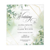 Bloc-note BUDGET Eucalyptus Faire-part de mariage Or (Devant)