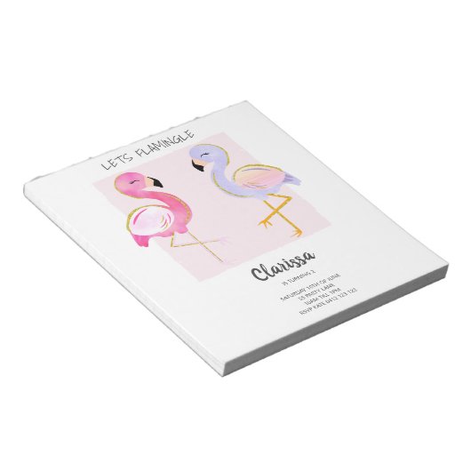 Bloc-note BUDGET Flamant rose mignon Fille Anniversaire Invi (Incliné)