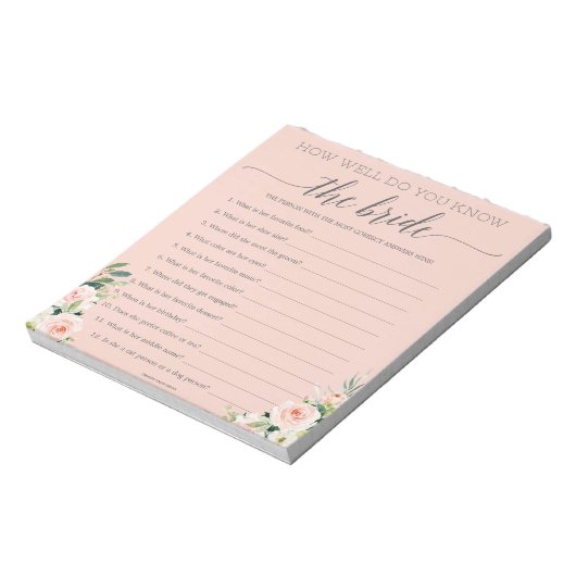 Bloc-note Budget Game How Well Do You Know The Bride Notepad (Tourné)