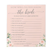 Bloc-note Budget Game How Well Do You Know The Bride Notepad (Devant)