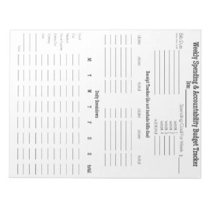 Bloc-note Budget hebdomadaire des dépenses et de la responsa