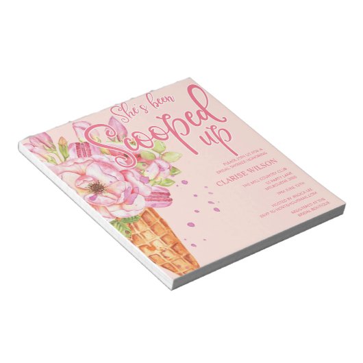 Bloc-note BUDGET Invitation à la douche nuptiale rose (Incliné)