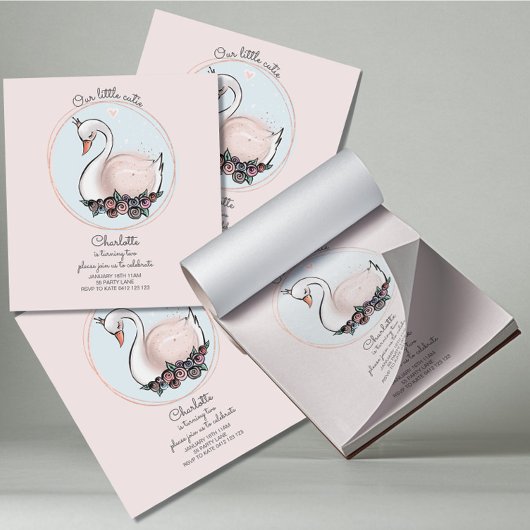 Bloc-note BUDGET Notre Petite Cutie Invitation De Cygne Rose