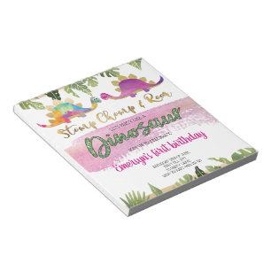Bloc-note Budget Rose Girl Dinosaur Invitation Anniversaire