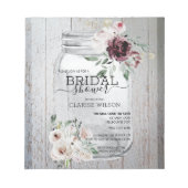 Bloc-note BUDGET Rustic Mason Jar Invitation à la douche nup (Devant)