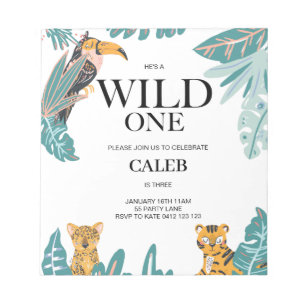 Bloc-note BUDGET Wild One Cute Jungle Thème Première Invitat