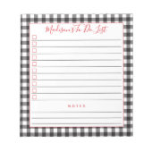 Bloc-note Buffle Blanc Noir Plaid Personnalisé Pour Faire La (Devant)