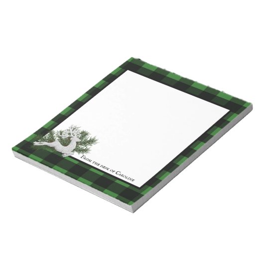 Bloc-note Buffle de rennes Plaid personnalisé | Vert noir (Tourné)