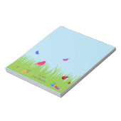 Bloc-note bugs mignons et oiseau dans l'herbe avec coussin b (Tourné)