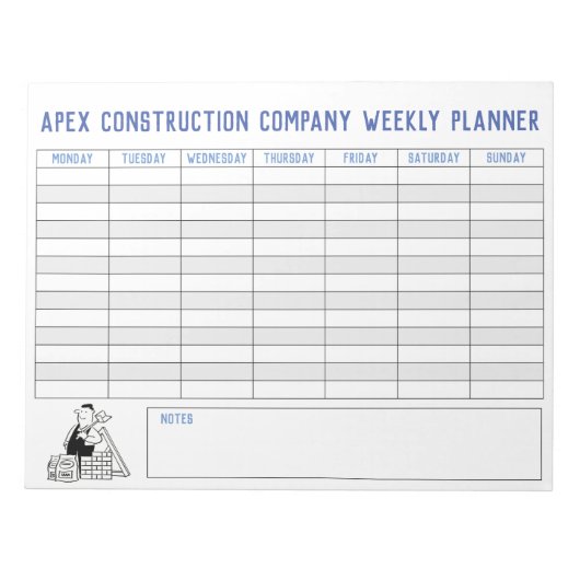 Bloc-note Builder Weekly Planner avec titre pour personnalis (Devant)