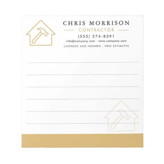 Bloc-note Building Construction White Gold (Devant)