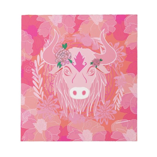Bloc-note bull, fleur de vie, bleu, mandala, zen, chakra (Devant)