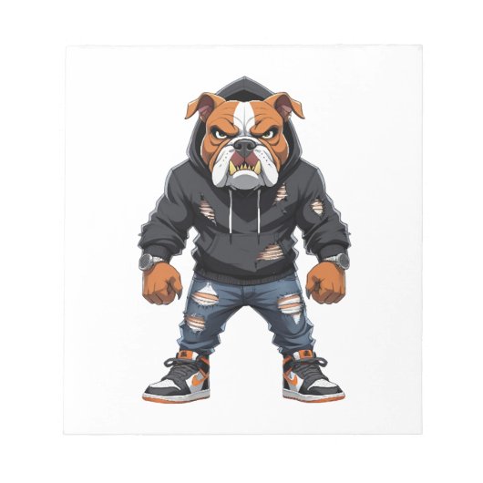 Bloc-note Bulldog Alpha Urbain - Mascotte de Style de Rue  (Devant)