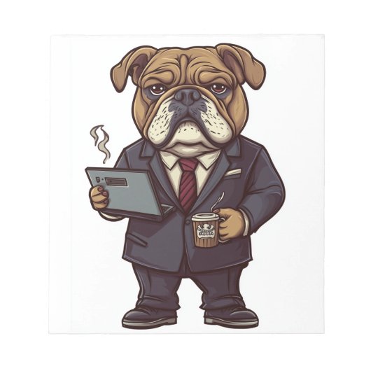 Bloc-note Bulldog d'Affaires � Chien de Bureau Drôle (Devant)