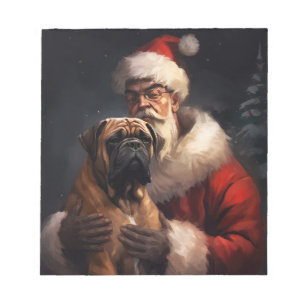 Bloc-note Bullmastiff avec Noël Festif du Père Noël